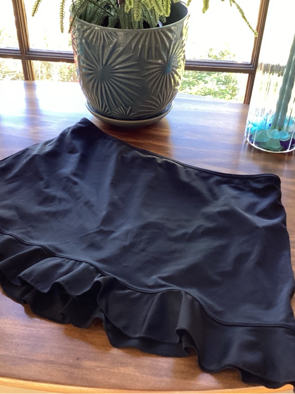 Fit 4 You Black Ruffle Hem Swim Skirt Size 12